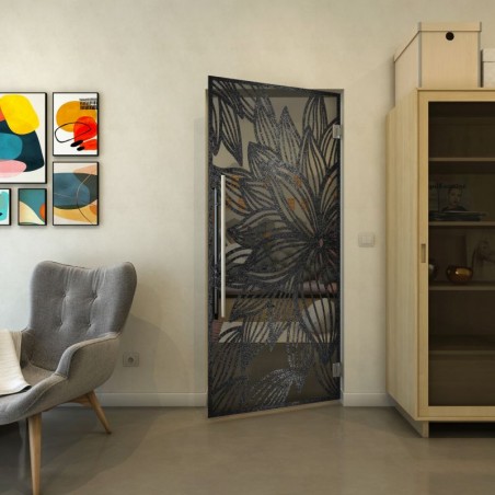 Pendeltür - Fineprint Model 184 Schwarz auf Grauglas