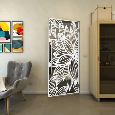 Pendeltür - Fineprint Model 184 Weiss auf Grauglas