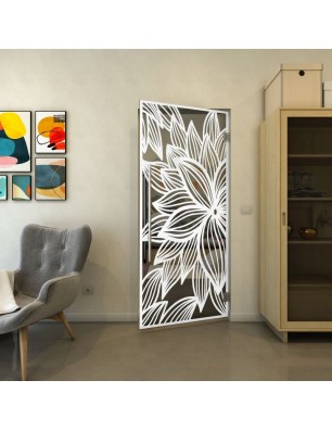 Pendeltür - Fineprint Model 184 Weiss auf Grauglas