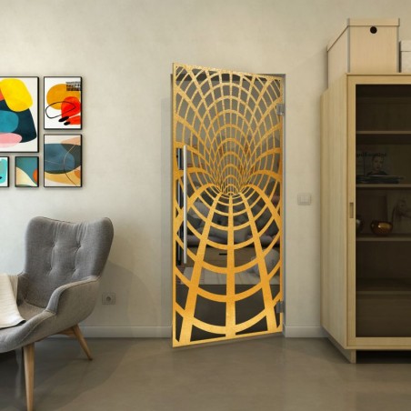 Pendeltür - Fineprint Model 185 Gold auf Grauglas
