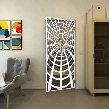 Pendeltür - Fineprint Model 185 Weiss auf Grauglas