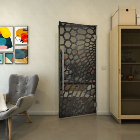 Pendeltür - Fineprint Model 186 Schwarz auf Grauglas