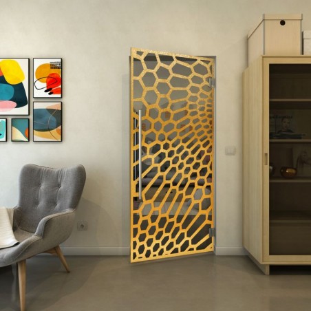 Pendeltür - Fineprint Model 186 Gold auf Grauglas