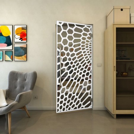 Pendeltür - Fineprint Model 186 Weiss auf Grauglas