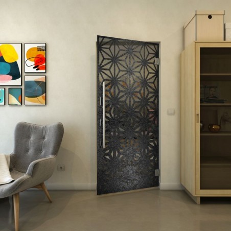 Pendeltür - Fineprint Model 187 Schwarz auf Grauglas