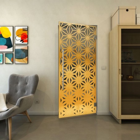 Pendeltür - Fineprint Model 187 Gold auf Grauglas