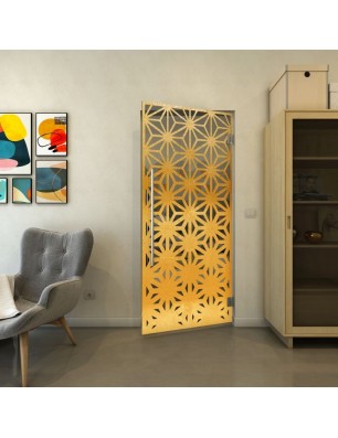 Pendeltür - Fineprint Model 187 Gold auf Grauglas