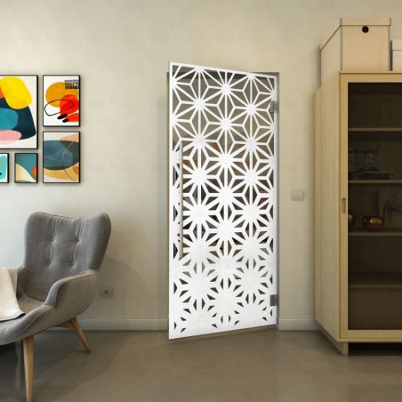 Pendeltür - Fineprint Model 187 Weiss auf Grauglas