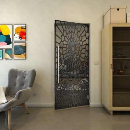 Pendeltür - Fineprint Model 188 Schwarz auf Grauglas