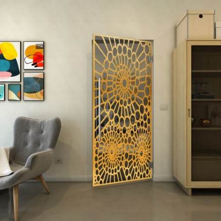 Pendeltür - Fineprint Model 188 Gold auf Grauglas