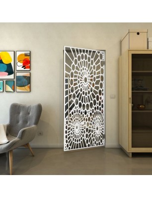 Pendeltür - Fineprint Model 188 Weiss auf Grauglas