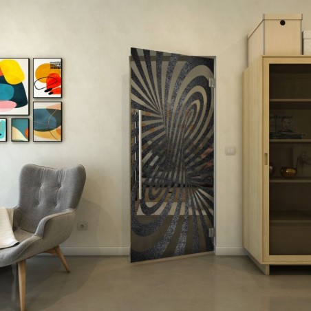 Pendeltür - Fineprint Model 189 Schwarz auf Grauglas