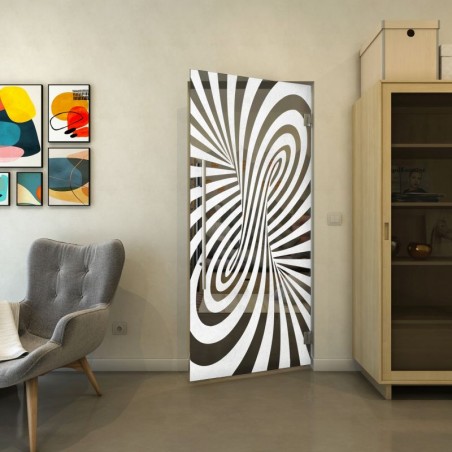 Pendeltür - Fineprint Model 189 Weiss auf Grauglas