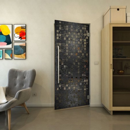 Pendeltür - Fineprint Model 190 Schwarz auf Grauglas