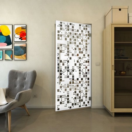 Pendeltür - Fineprint Model 190 Weiss auf Grauglas