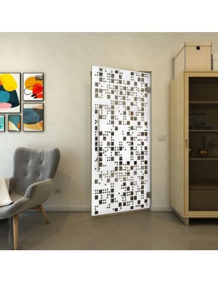 Pendeltür - Fineprint Model 190 Weiss auf Grauglas