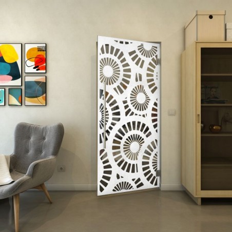 Pendeltür - Fineprint Model 191 Weiss auf Grauglas