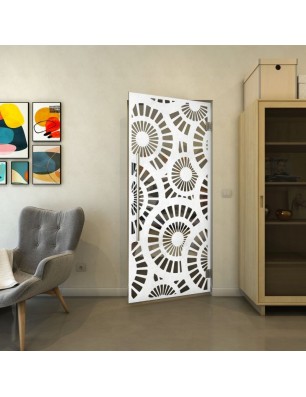 Pendeltür - Fineprint Model 191 Weiss auf Grauglas