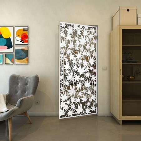 Pendeltür - Fineprint Model 192 Weiss auf Grauglas