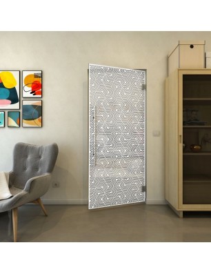 Pendeltür - Fineprint Model 193 Weiss auf Grauglas