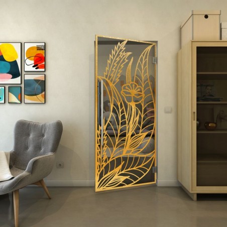 Pendeltür - Fineprint Model 195 Gold auf Grauglas