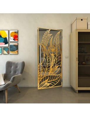 Pendeltür - Fineprint Model 195 Gold auf Grauglas