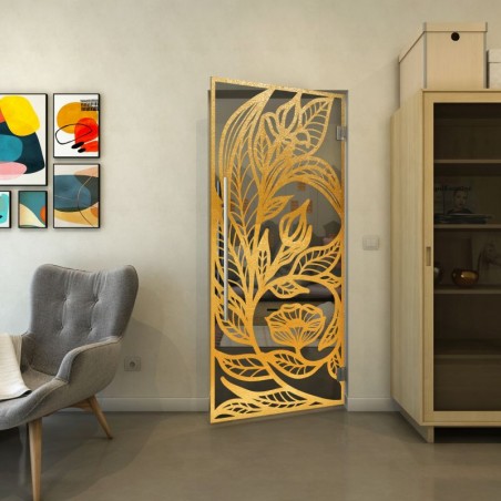 Pendeltür - Fineprint Model 196 Gold auf Grauglas