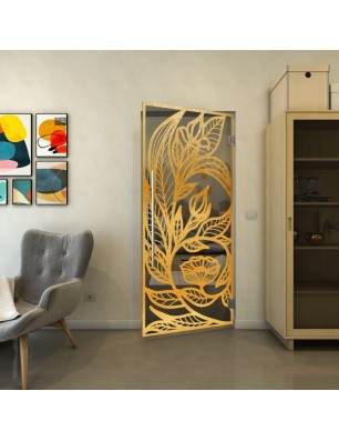 Pendeltür - Fineprint Model 196 Gold auf Grauglas