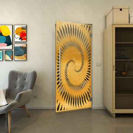Pendeltür - Fineprint Model 197 Gold auf Grauglas