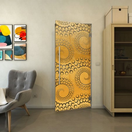 Pendeltür - Fineprint Model 198 Gold auf Grauglas
