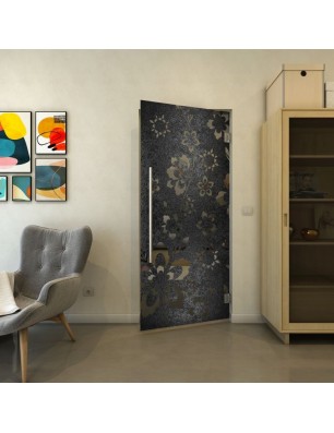 Pendeltür - Fineprint Model 199 Schwarz auf Grauglas