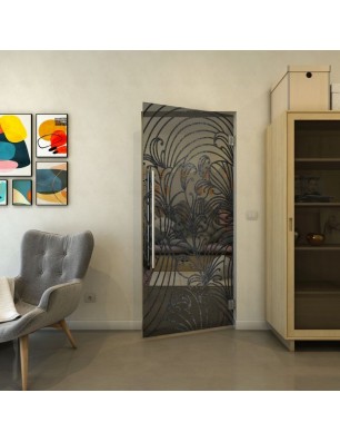 Pendeltür - Fineprint Model 200 Schwarz auf Grauglas