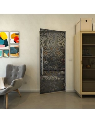 Pendeltür - Fineprint Model 201 Schwarz auf Grauglas