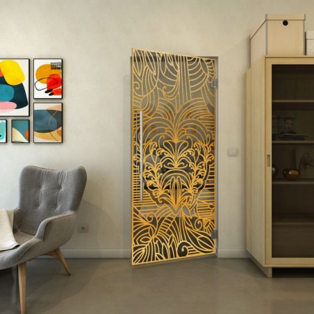 Pendeltür - Fineprint Model 201 Gold auf Grauglas