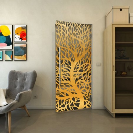 Pendeltür - Fineprint Model 202 Gold auf Grauglas