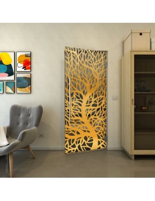 Pendeltür - Fineprint Model 202 Gold auf Grauglas