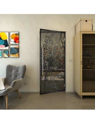 Pendeltür - Fineprint Model 204 Schwarz auf Grauglas