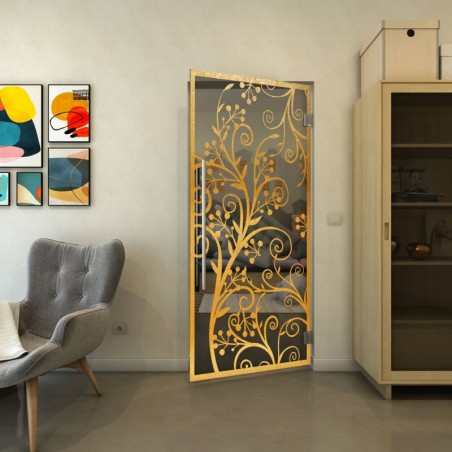 Pendeltür - Fineprint Model 204 Gold auf Grauglas