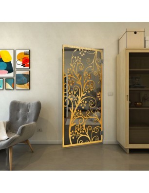 Pendeltür - Fineprint Model 204 Gold auf Grauglas