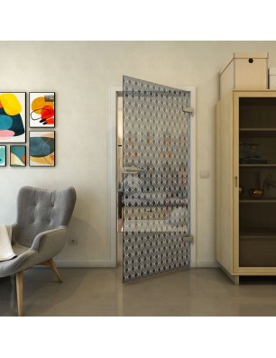 Ganzglastür - Fineprint Model 001 Weiss auf Grauglas