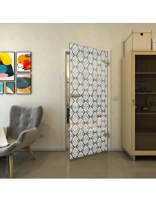 Ganzglastür - Fineprint Model 002 Weiss auf Grauglas