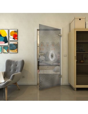 Ganzglastür - Fineprint Model 007 Weiss auf Grauglas