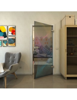 Ganzglastür - Fineprint Model 009 Verlauf auf Grauglas