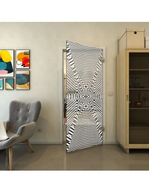 Ganzglastür - Fineprint Model 011 Weiss auf Grauglas