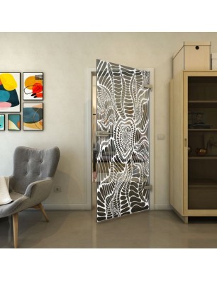 Ganzglastür - Fineprint Model 012 Weiss auf Grauglas