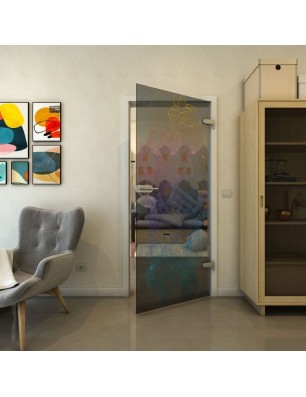 Ganzglastür - Fineprint Model 013 Verlauf auf Grauglas