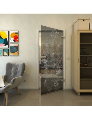 Ganzglastür - Fineprint Model 013 Weiss auf Grauglas