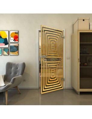 Ganzglastür - Fineprint Model 014 Gold auf Grauglas