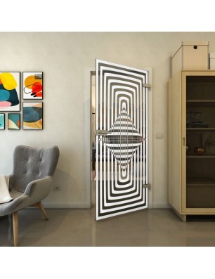 Ganzglastür - Fineprint Model 014 Weiss auf Grauglas