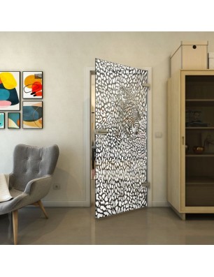 Ganzglastür - Fineprint Model 016 Weiss auf Grauglas